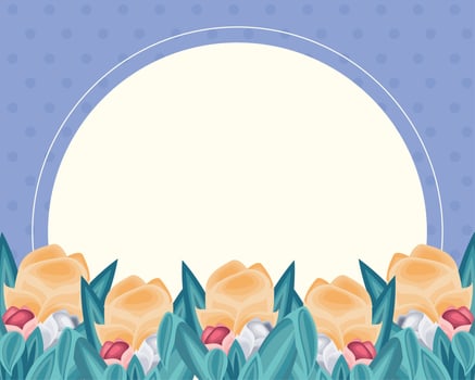 circle badge and flowers vector