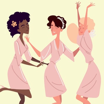 group bridesmaids celebrating vector
