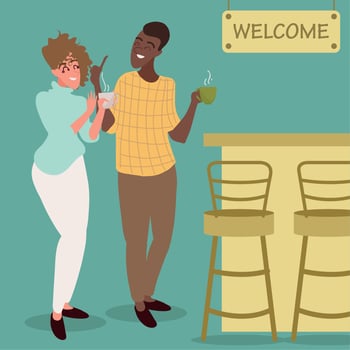 coffee shop and couple vector