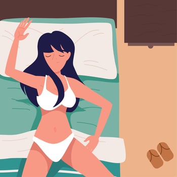 woman sleeping in underwear vector
