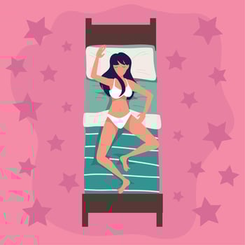 top view woman sleeping in underwear vector