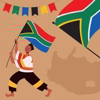 boy with south africa flag vector