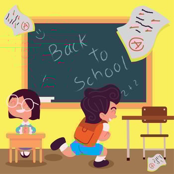 happy pupils in classroom vector