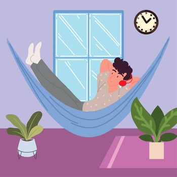 man listen music in hammock vector
