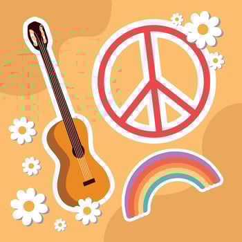 icons hippie stickers vector