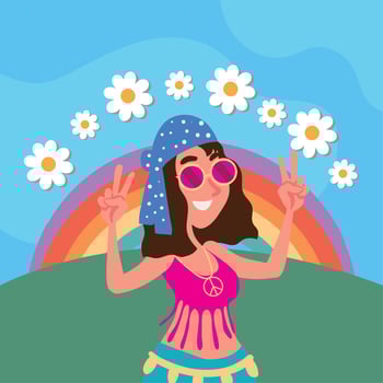happy female hippie vector