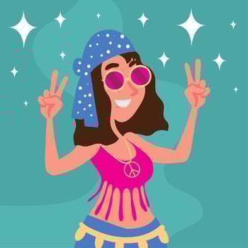 hippie woman character vector