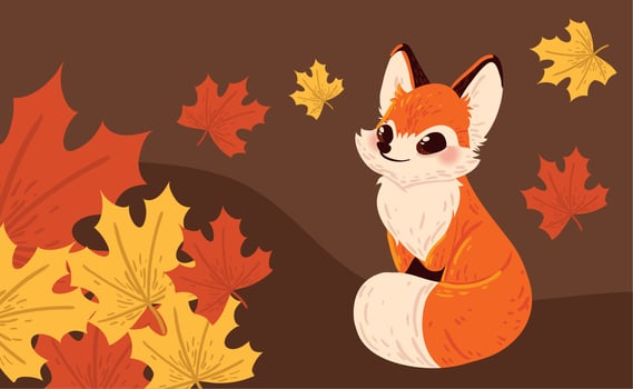 autumn season fox vector