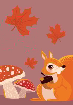 autumn scene squirrel vector