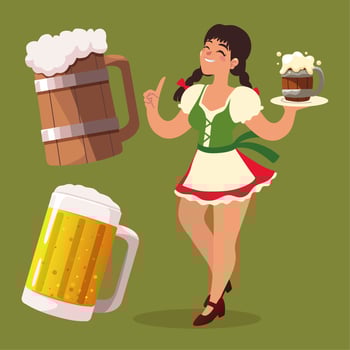 oktoberfest female waitress vector