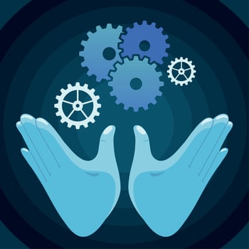 hands holds gear wheel vector