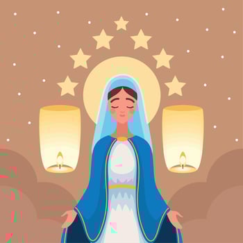 Assumption of Mary with lamps vector