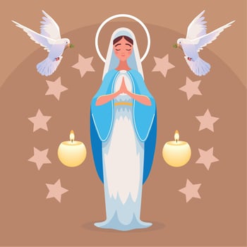 Assumption of Virgin Mary blessed vector