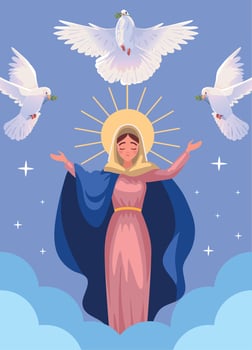 Assumption of Virgin Mary and Holy Spirit vector