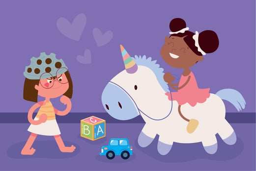 little girls playing vector