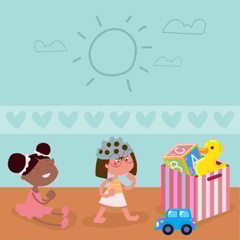 girls playing in the room vector