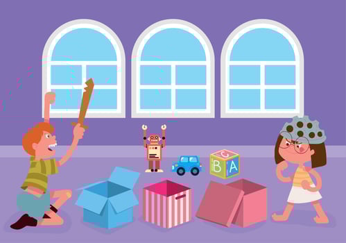 little kids playing vector