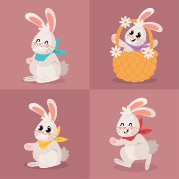 set with rabbits vector
