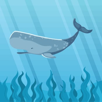 sperm whale in the surface sea vector