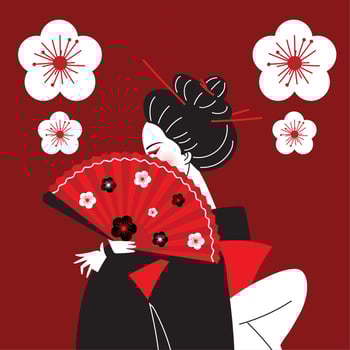 beautiful geisha japan woman vector