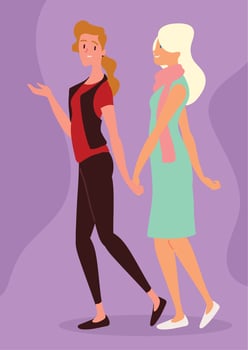 couple lesbian characters vector