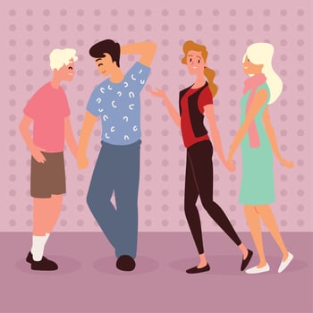 gay and lesbians couples vector