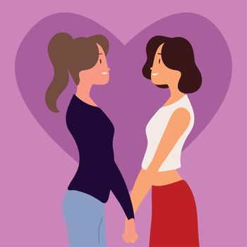 lesbians couple in heart vector