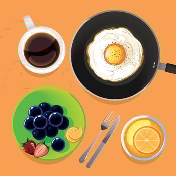 breakfast egg and juice vector