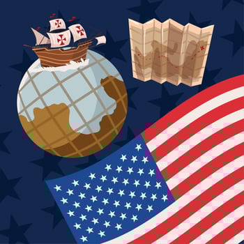 columbus day, exploration travel vector