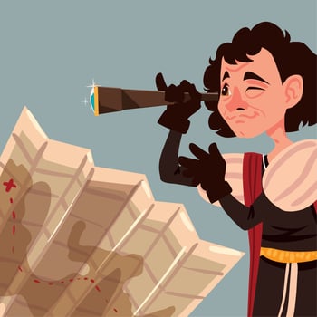 christopher columbus looking telescope vector