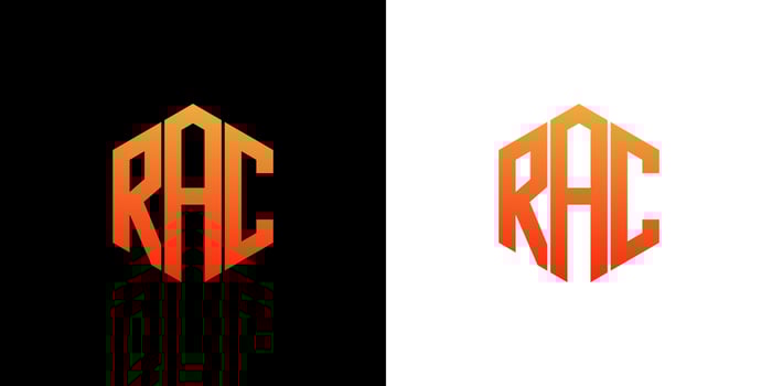 RAC Letter Logo Design Polygon Monogram Icon Vector Template