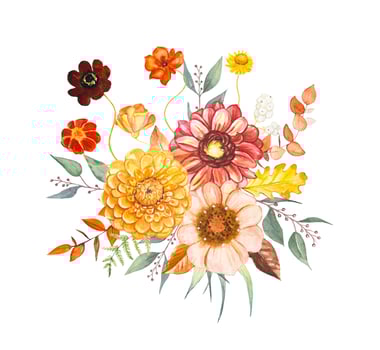 Fall floral arrangement. Watercolor flowers vector