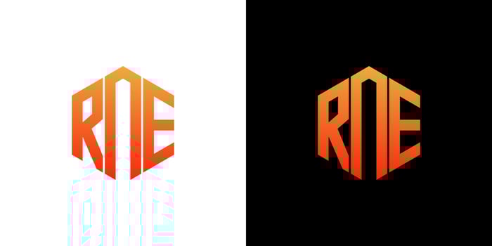 RNE Letter Logo Design Polygon Monogram Icon Vector Template