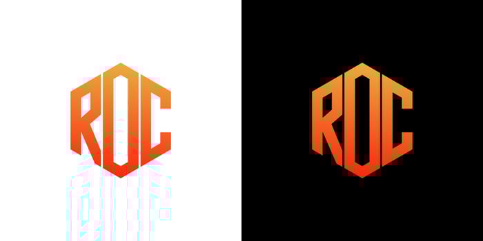 ROC Letter Logo Design Polygon Monogram Icon Vector Template