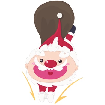 Santa Claus Jumps into Work to Deliver Presents-a Christmas Cartoon Character vector