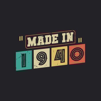 Made in 1940, vintage birthday celebration vector