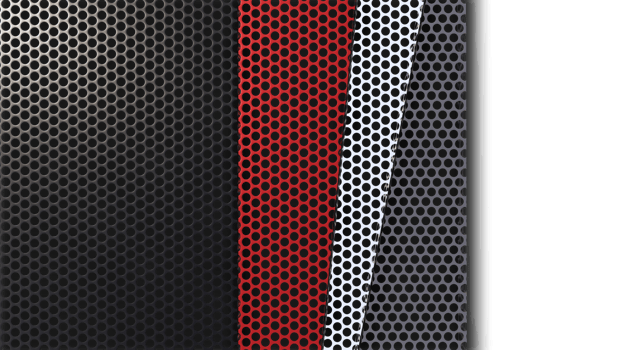 A 3d rendering image of colorful metal mesh plate on white background. png