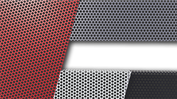 A 3d rendering image of colorful metal mesh plate on white background. png