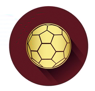 Golden soccer ball symbol with long shadow effect vector