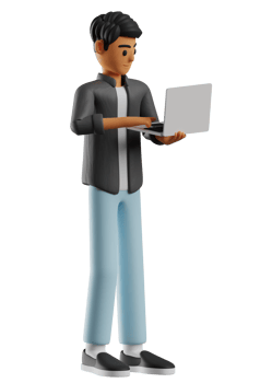 3d illustration of a man carrying a laptop png