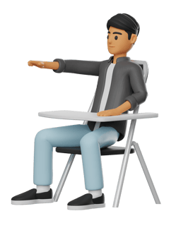 3D Illustration of a man sitting and pointing png