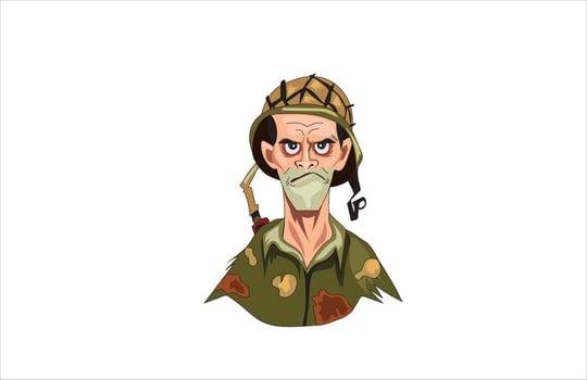 Funny cartoon illustration of a soldier vector