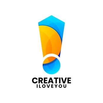 exclamation mark gradient  logo design vector