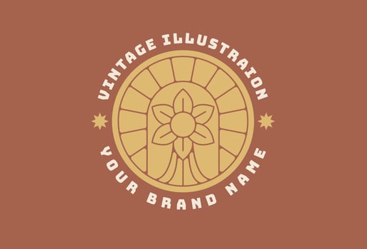 Vintage Circle Flower Emblem Illustration vector