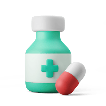 medicine capsule pill drug with bottle 3d icon illustration png