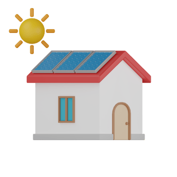 3D Isolated Building With Solar Panels png