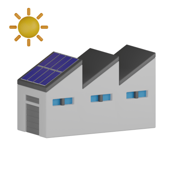 3D Isolated Building With Solar Panels png