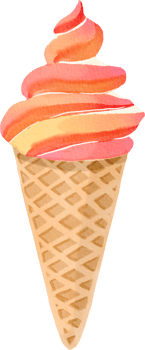 Watercolor Icecream in cone png