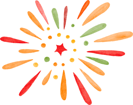 Watercolor painted firework png