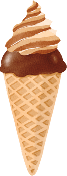 chocolate ice cream cone watercolor painted png